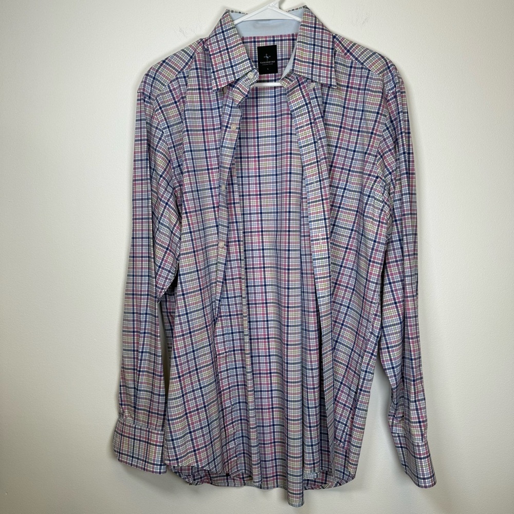 Tailorbyrd Blue and Pink Casual Button Down Shirt - Picture 3 of 9
